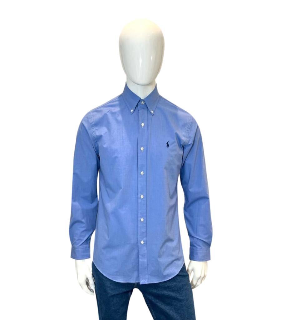 Polo Ralph Lauren Cotton Logo Shirt
Classy blue shirt designed with the brand’s iconic Polo Pony logo embroidered on the chest.
Featuring pointed collar, centre button closure and buttoned cuffs. Rrp £225
Size – M
Condition – Very Good
Composition –