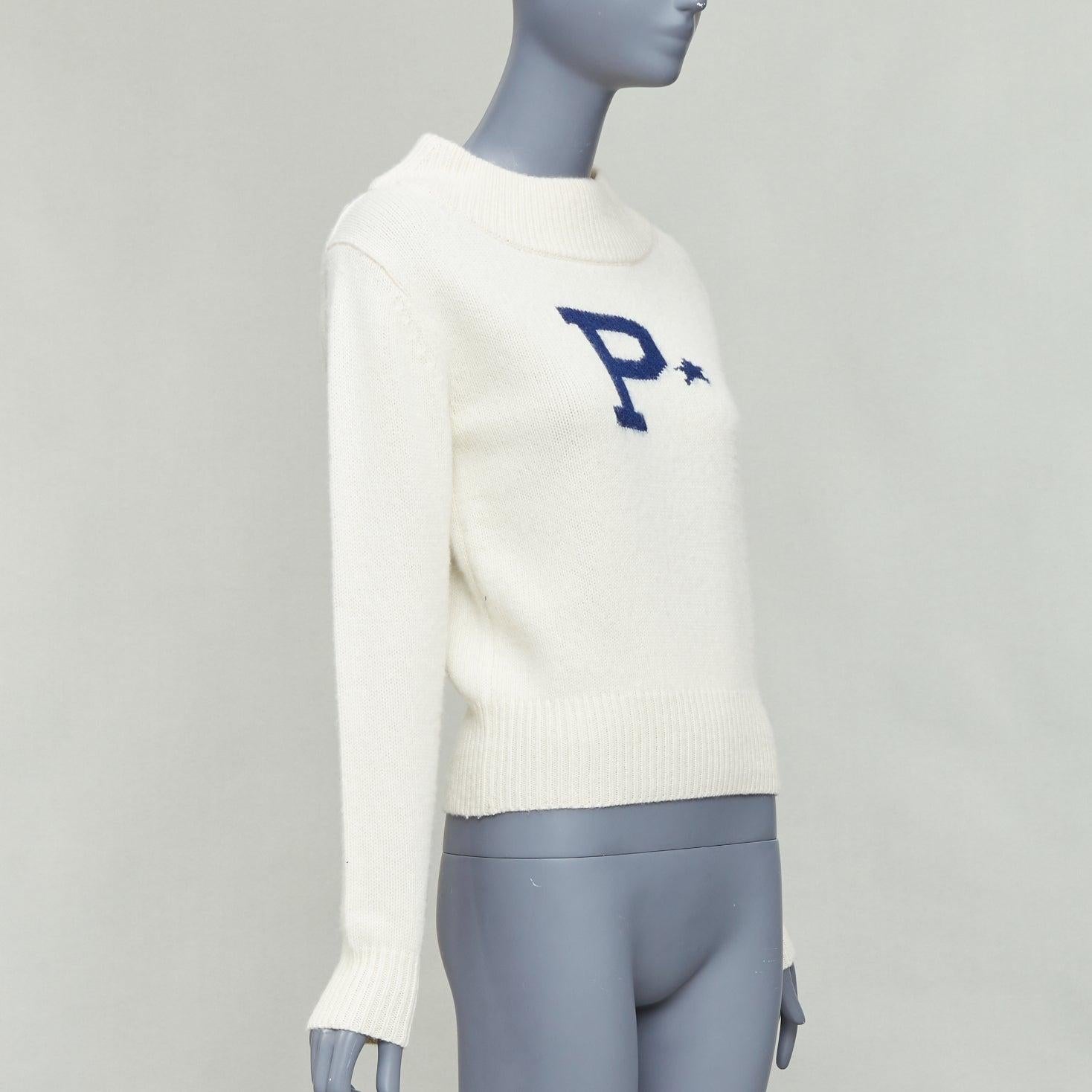 POLO RALPH LAUREN cremeblau Lammwolle Kaschmir P star Pullover XXS (Weiß) im Angebot