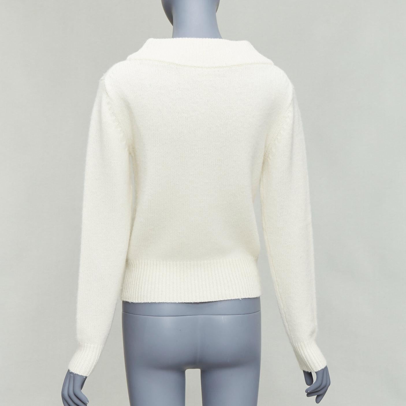 POLO RALPH LAUREN cremeblau Lammwolle Kaschmir P star Pullover XXS Damen im Angebot