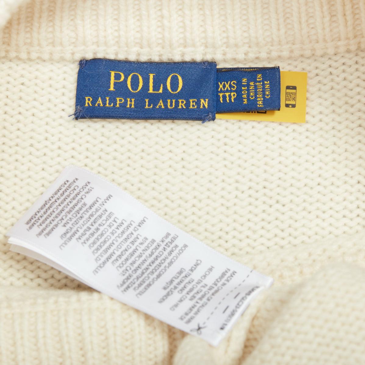 POLO RALPH LAUREN cremeblau Lammwolle Kaschmir P star Pullover XXS im Angebot 3