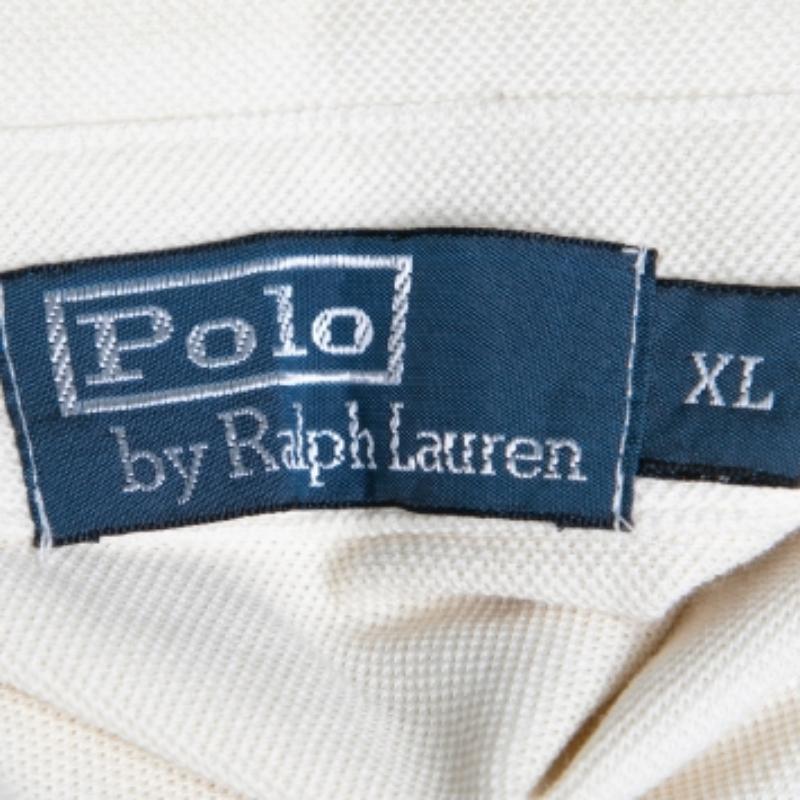 Polo Ralph Lauren - Camicia a maniche lunghe in cotone color crema XL In condizioni buone in vendita a Dubai, Al Qouz 2