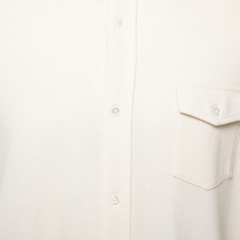 Uomo Polo Ralph Lauren - Camicia a maniche lunghe in cotone color crema XL in vendita