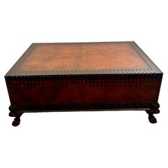 Polo Ralph Lauren Dalton Cocktail Coffee Table, Leather Tooled & Side Drawers