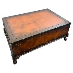 Polo Ralph Lauren Dalton Cocktail Coffee Table, Leather Tooled & Side Drawers
