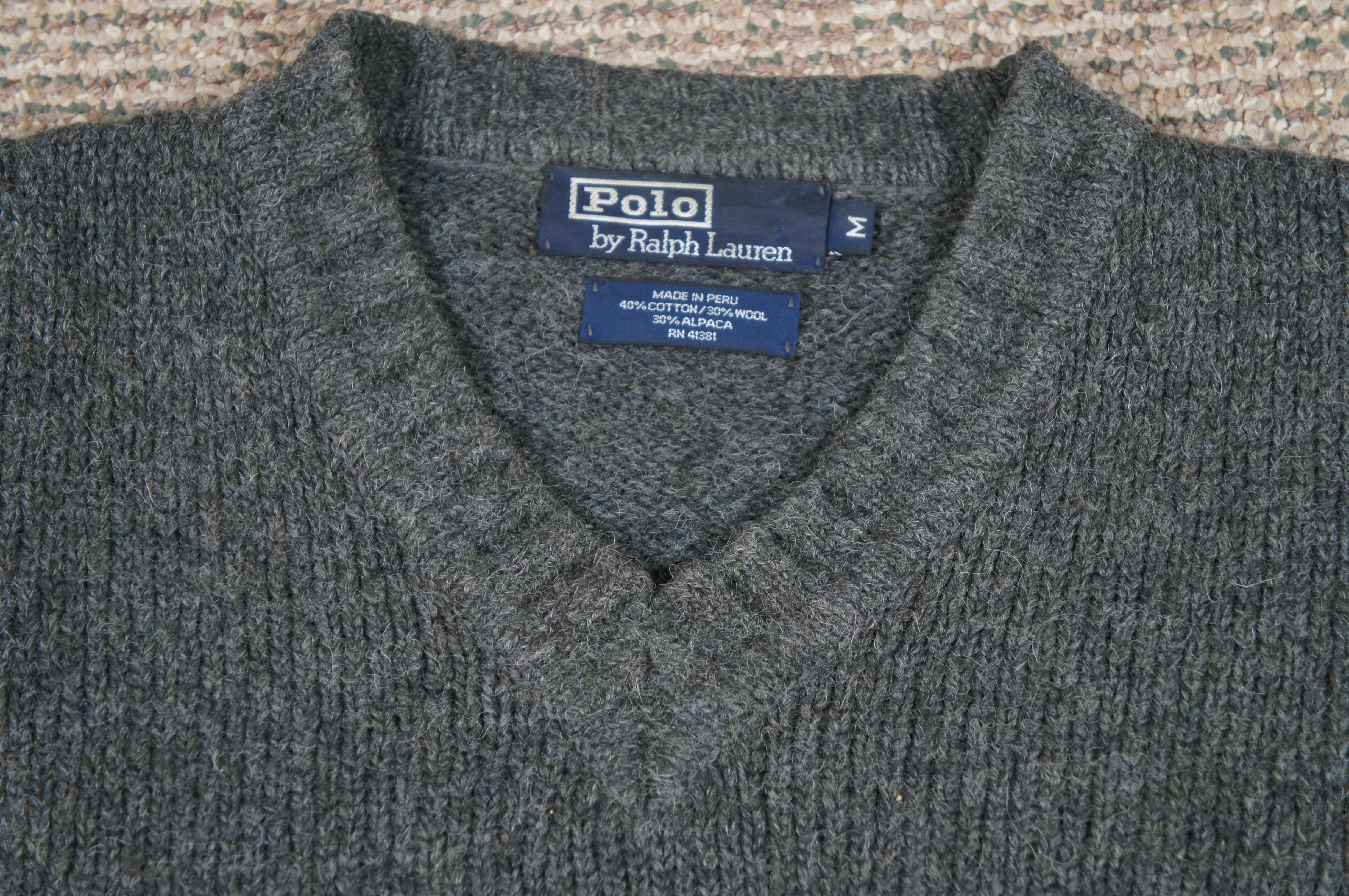 Polo Ralph Lauren Polo Ralph Lauren Elbow Patch Pullover aus Baumwolle und Wolle Herren M (20. Jahrhundert) im Angebot