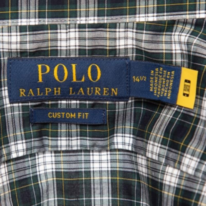De los hombres Polo Ralph Lauren Camisa de manga larga de algodón a cuadros verde S en venta