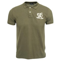 Polo Ralph Lauren Grünes Polo-T-Shirt aus Baumwolle mit Logo-Verzierung M