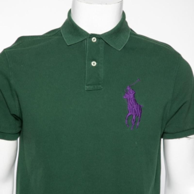 Men's Polo Ralph Lauren Green Cotton Polo T-shirt M For Sale