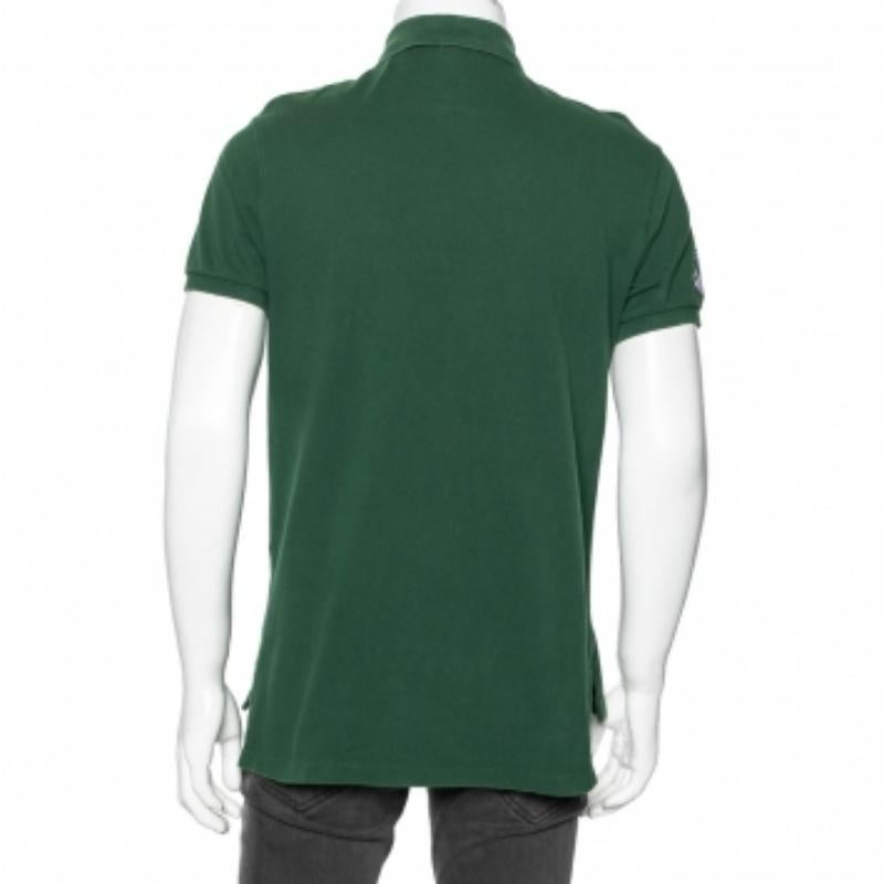 Polo Ralph Lauren Green Cotton Polo T-shirt M For Sale 1