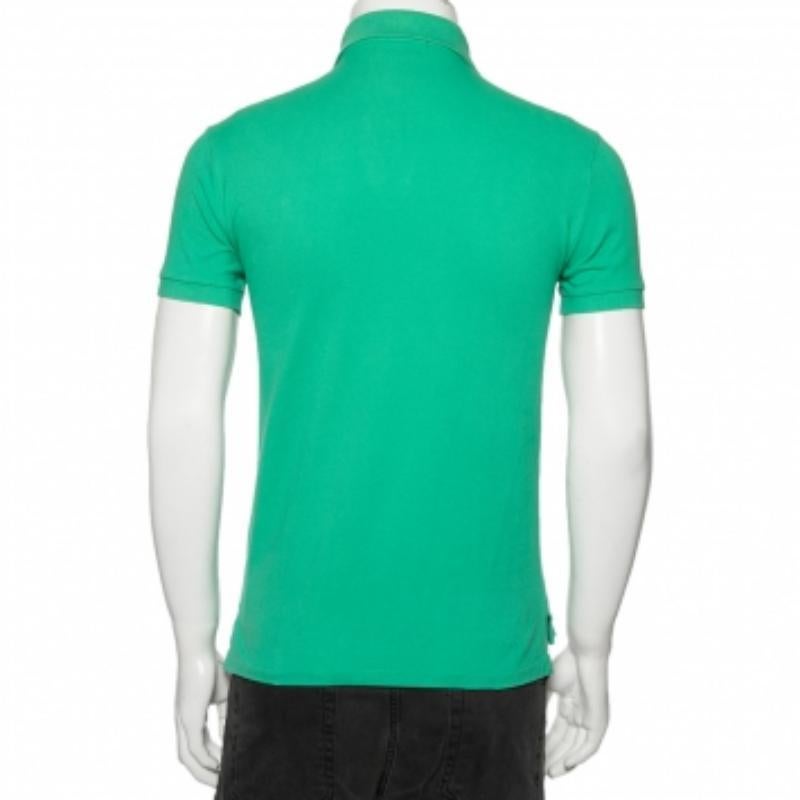 Polo Ralph Lauren Green Cotton Polo T-Shirt S In Good Condition For Sale In Dubai, Al Qouz 2