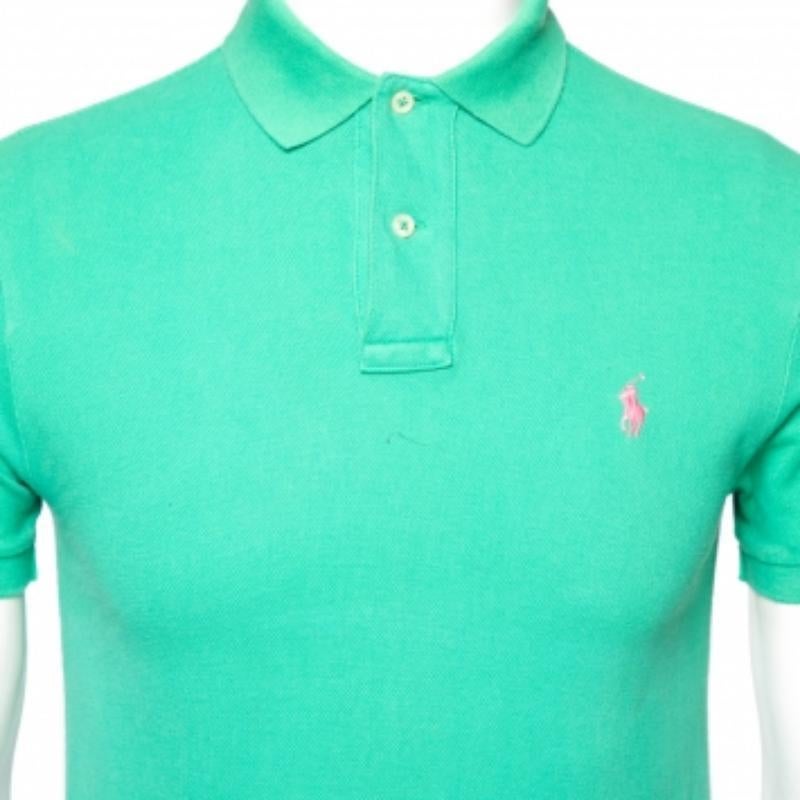 Men's Polo Ralph Lauren Green Cotton Polo T-Shirt S For Sale