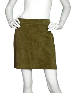 Polo Ralph Lauren Green Suede Mini Skirt Sz 8 NWT