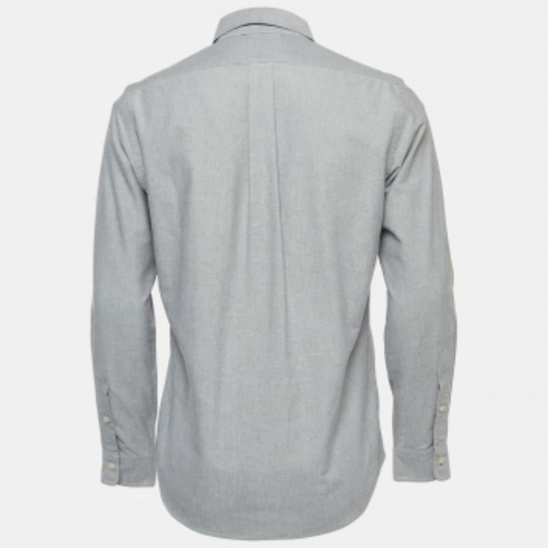 Polo Ralph Lauren - Camicia a maniche intere in cotone grigio con bottoni - S In condizioni buone in vendita a Dubai, Al Qouz 2