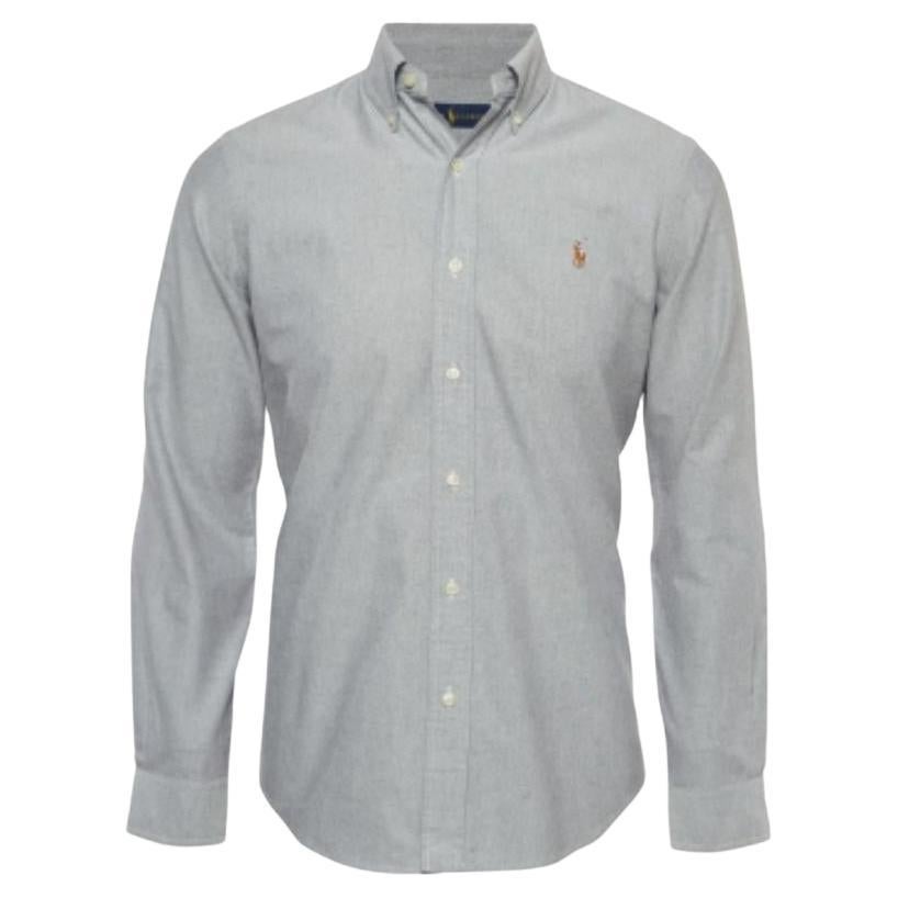 Polo Ralph Lauren - Camicia a maniche intere in cotone grigio con bottoni - S