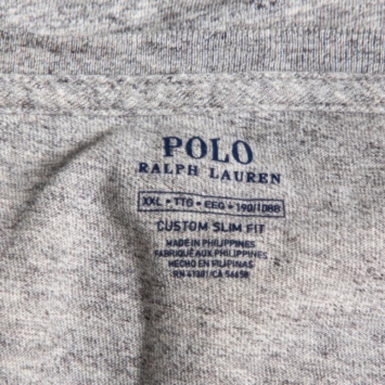 T. Ralph Lauren - Maglietta in cotone grigia personalizzata slim fit - XXL in vendita 3