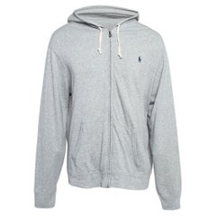 Polo Ralph Lauren Grey Cotton Knit Spa Terry Zipper Hoodie XL