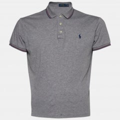 Polo Ralph Lauren - Maglietta in cotone grigio con logo ricamato M. T. I.