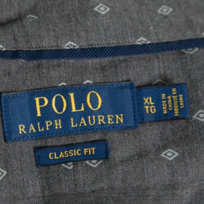 Polo Ralph Lauren Camisa gris de algodón de manga larga con botones XL en Bueno estado para la venta en Dubai, Al Qouz 2