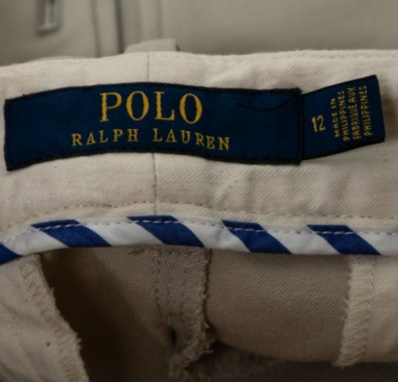Polo Ralph Lauren Graue Baumwoll-Tailored-Hose L Damen
