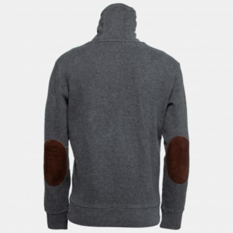 Black Polo Ralph Lauren Grey Knit Shawl Neck Long Sleeve Sweater S For Sale