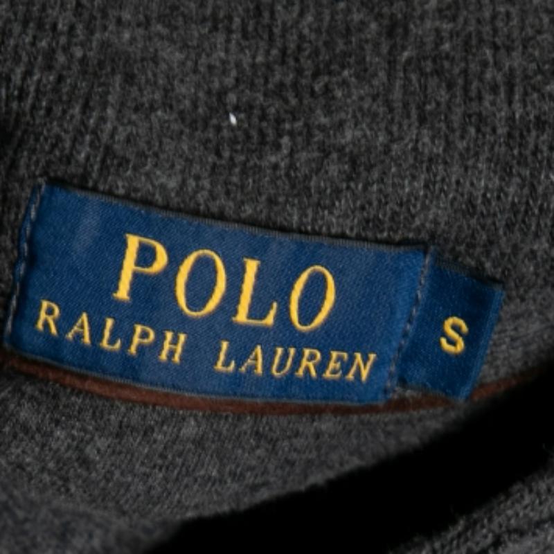 Polo Ralph Lauren Grey Knit Shawl Neck Long Sleeve Sweater S In Good Condition For Sale In Dubai, Al Qouz 2