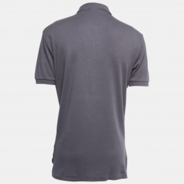 Polo Ralph Lauren Grigio Logo Ricamato Cotone M. T. I. In condizioni buone in vendita a Dubai, Al Qouz 2