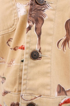 Polo Ralph Lauren Heritage Rodeo Print Cropped Denim Dungaree Jacket C. 80s 90s