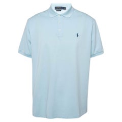 Polo Ralph Lauren Hellblaues Stretch-Netz-Strick-Polo-T-Shirt XL