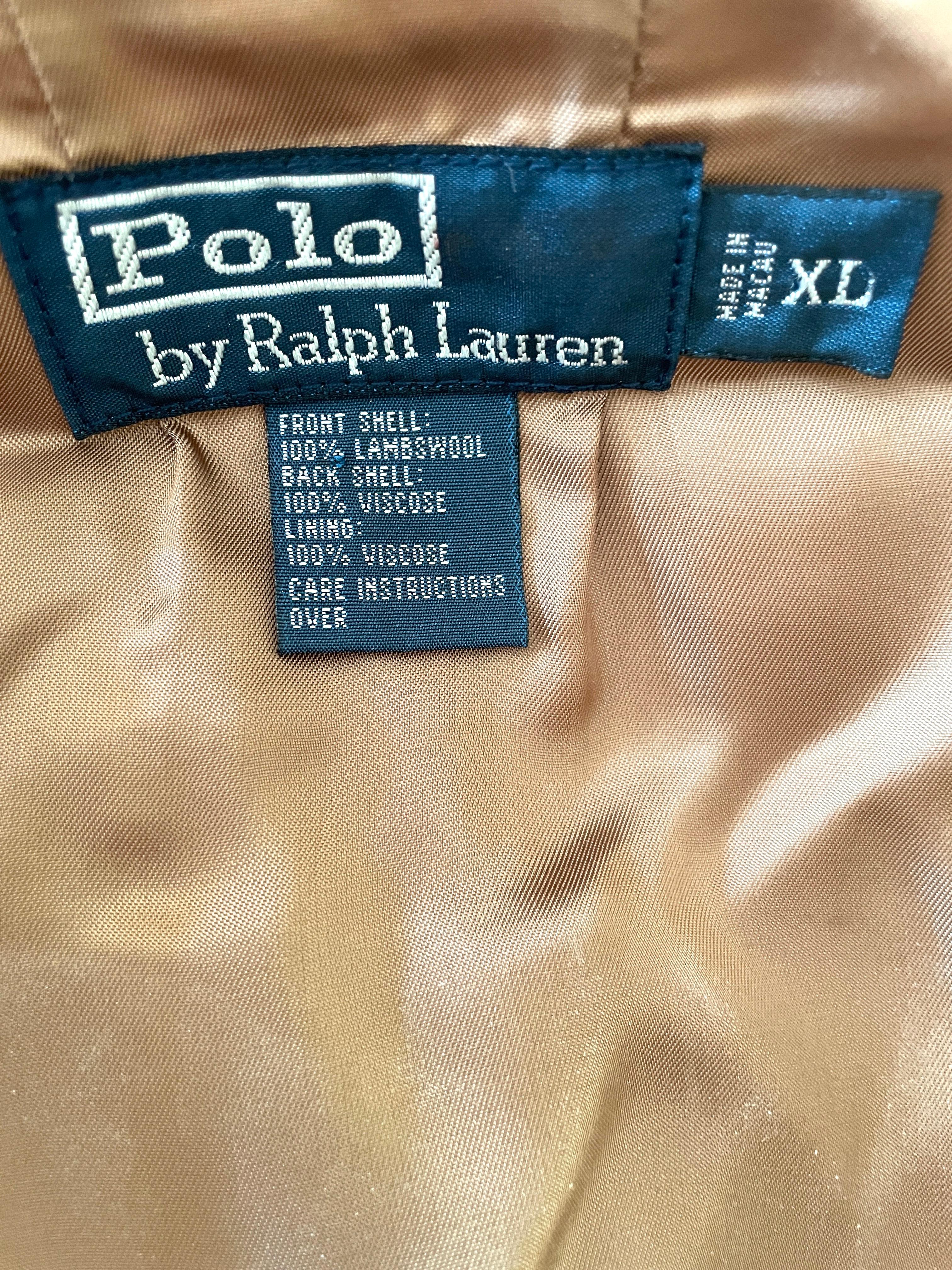 Brown Polo Ralph Lauren Mens Vintage Tweed Vest XL