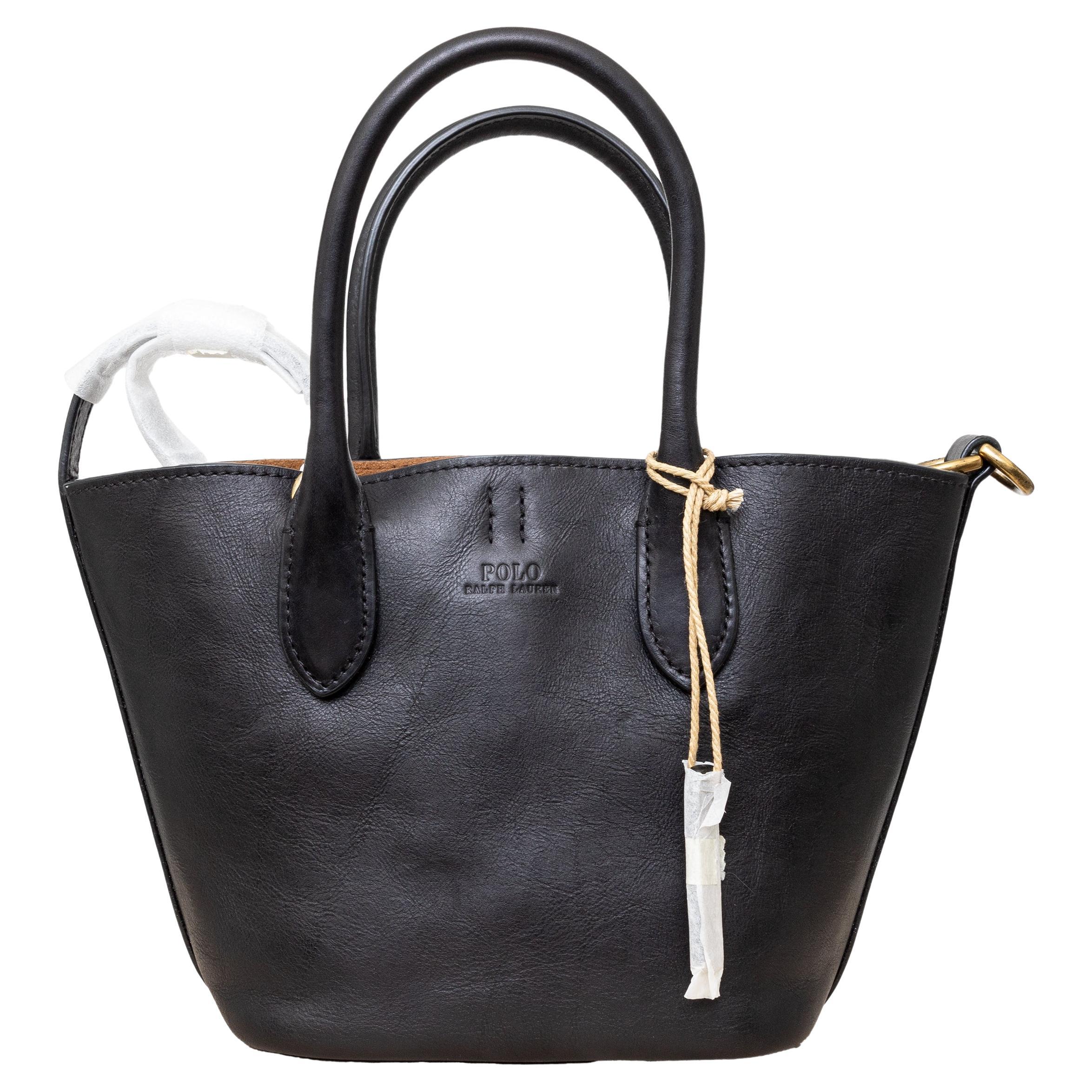 Ralph lauren black nylon tote bag with gold initials sale