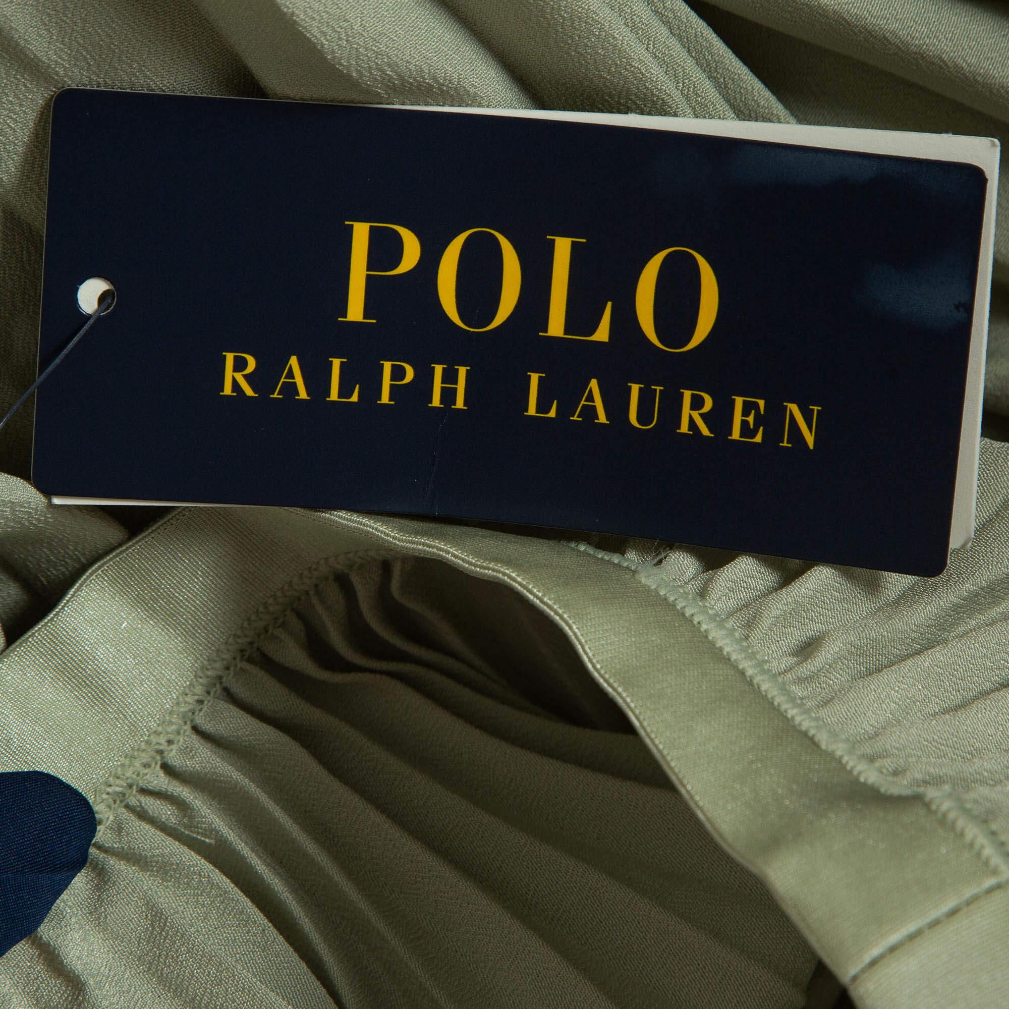Women's Polo Ralph Lauren Mint Green Pleated Crepe Midi Skirt M