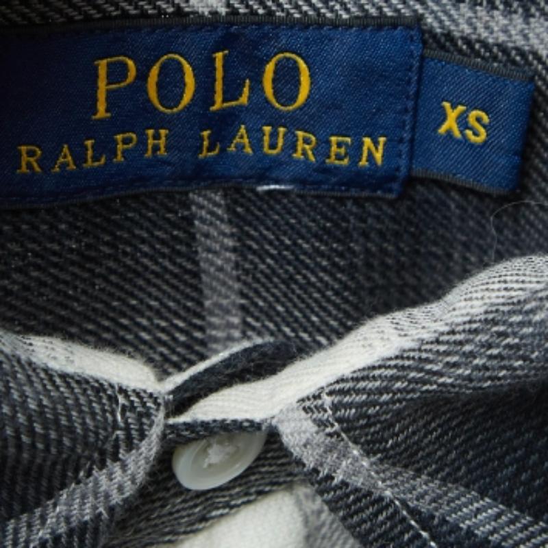 Polo Ralph Lauren Camisa de algodón tartán monocromo XS Gris en venta
