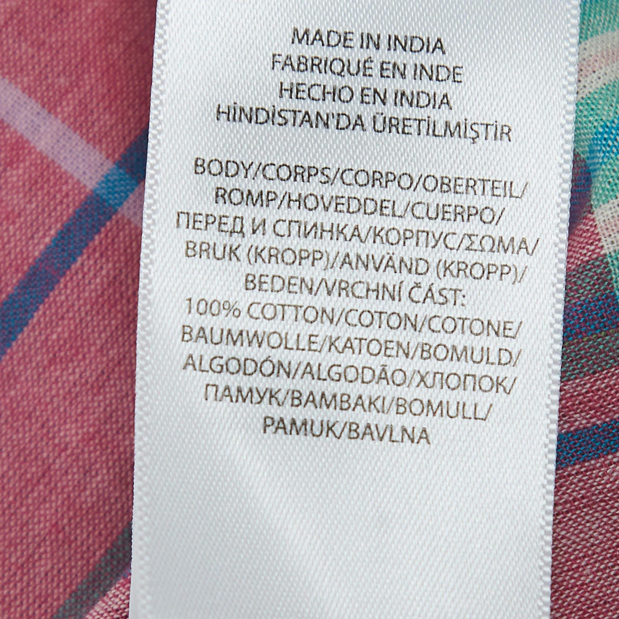 Polo Ralph Lauren Multicolor Check Print Cotton Halterneck Dress M 1