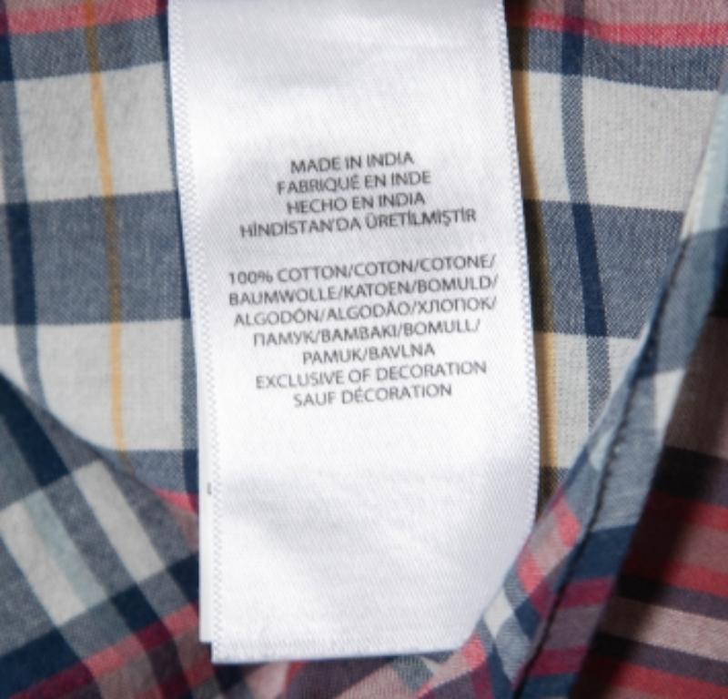 Polo Ralph Lauren Camisa de algodón a cuadros multicolor de media manga M Gris en venta