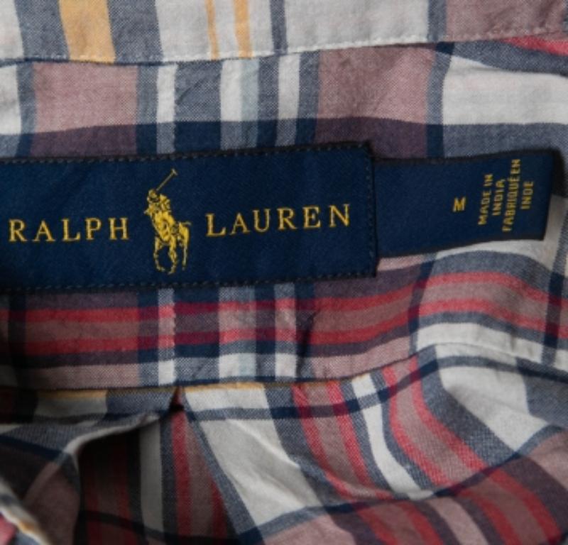 Polo Ralph Lauren Camisa de algodón a cuadros multicolor de media manga M en Bueno estado para la venta en Dubai, Al Qouz 2
