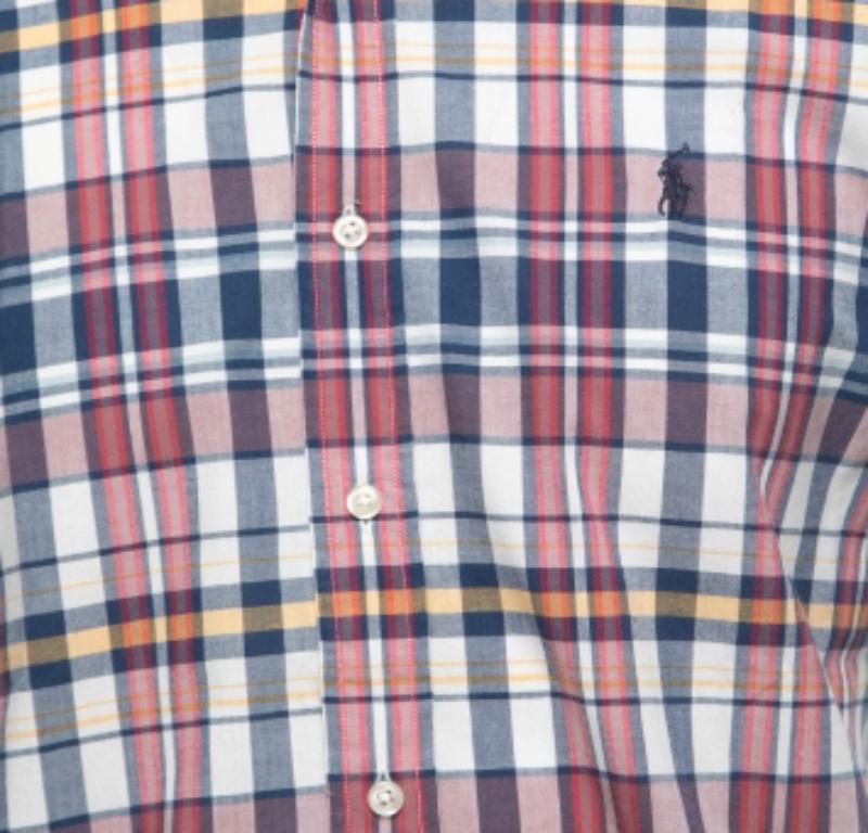 De los hombres Polo Ralph Lauren Camisa de algodón a cuadros multicolor de media manga M en venta