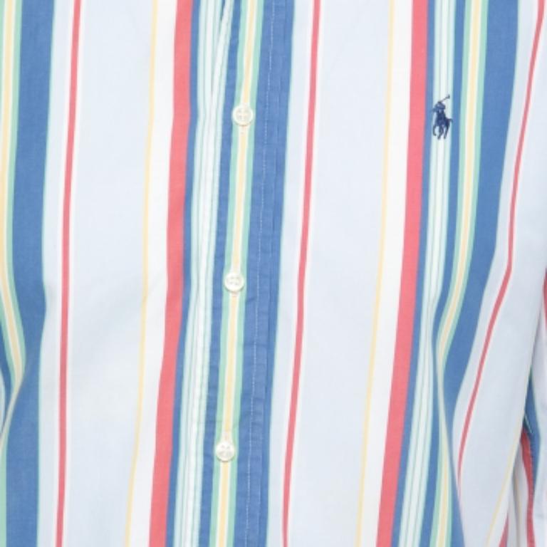 Polo Ralph Lauren - Camicia button down in cotone a righe multicolore S In condizioni buone in vendita a Dubai, Al Qouz 2