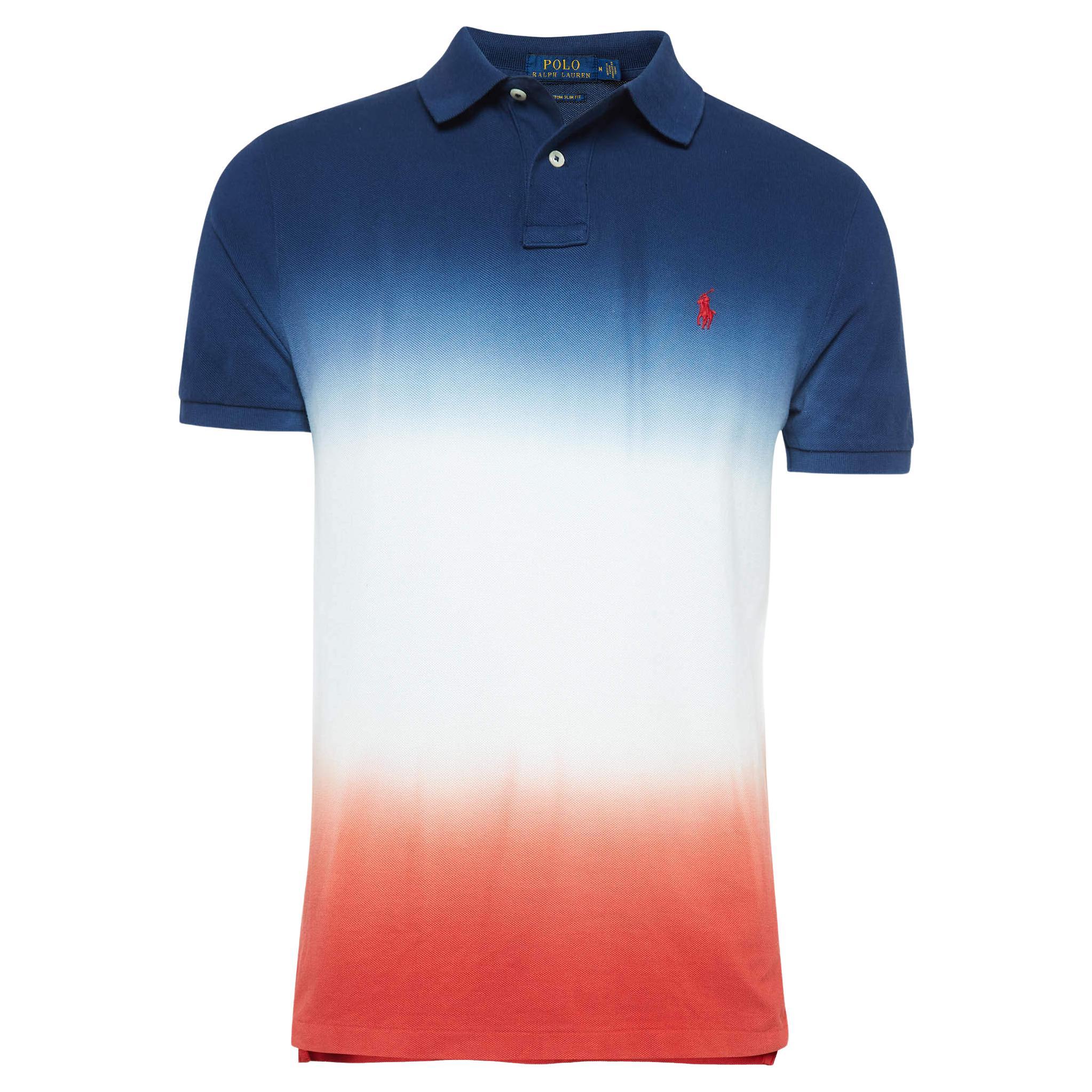 Polo Ralph Lauren Multicolor Tie-Dye Ombre Cotton Knit Polo T-Shirt M For Sale