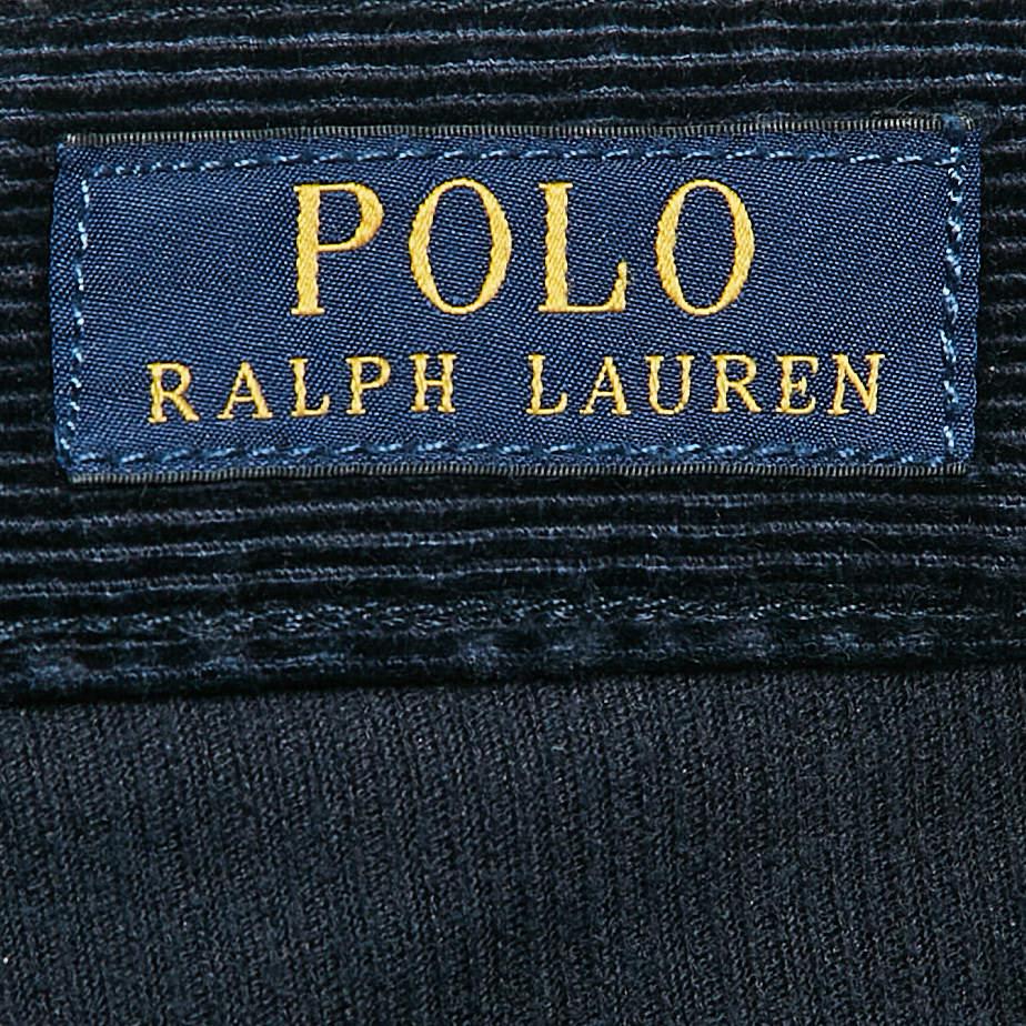 Men's Polo Ralph Lauren Navy Blue Corduroy Trousers L For Sale