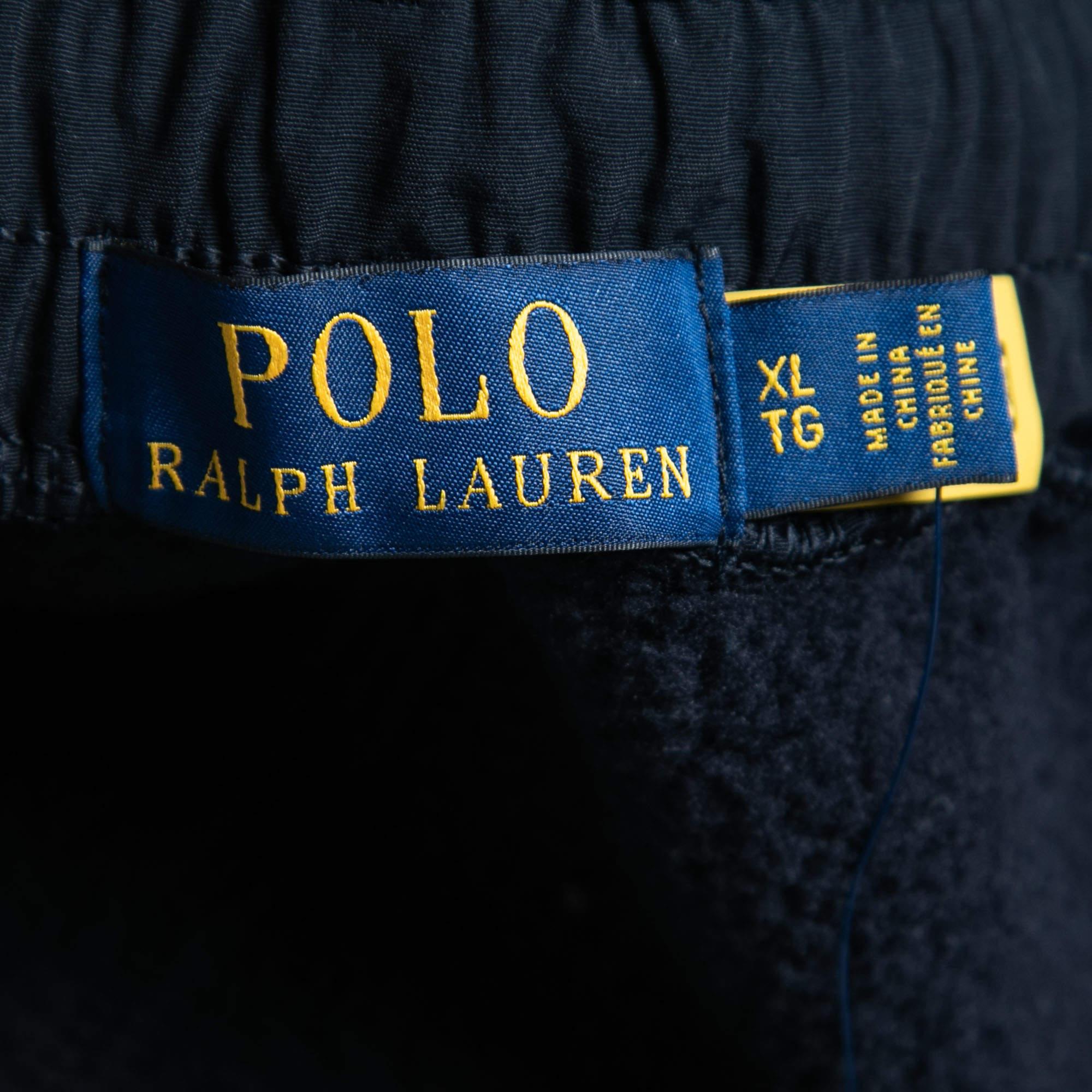 Polo Ralph Lauren Navy Blue Cotton Blend Aviatr Joggers XL In Excellent Condition For Sale In Dubai, Al Qouz 2