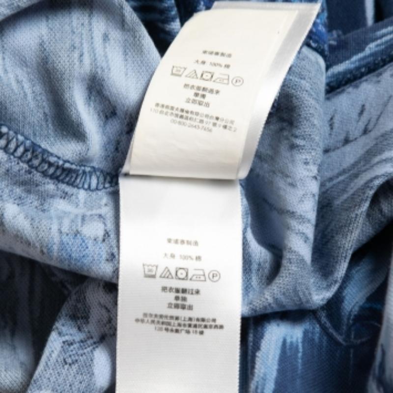 Blu Polo Ralph Lauren Maglietta senza colletto in maglia di cotone blu navy I.L.A. in vendita