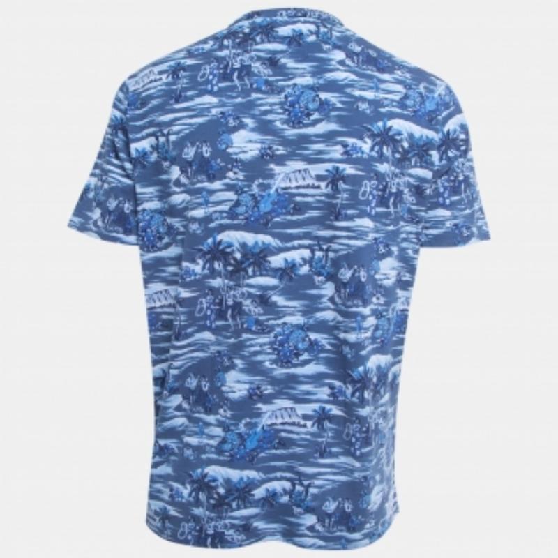 Uomo Polo Ralph Lauren Maglietta senza colletto in maglia di cotone blu navy I.L.A. in vendita