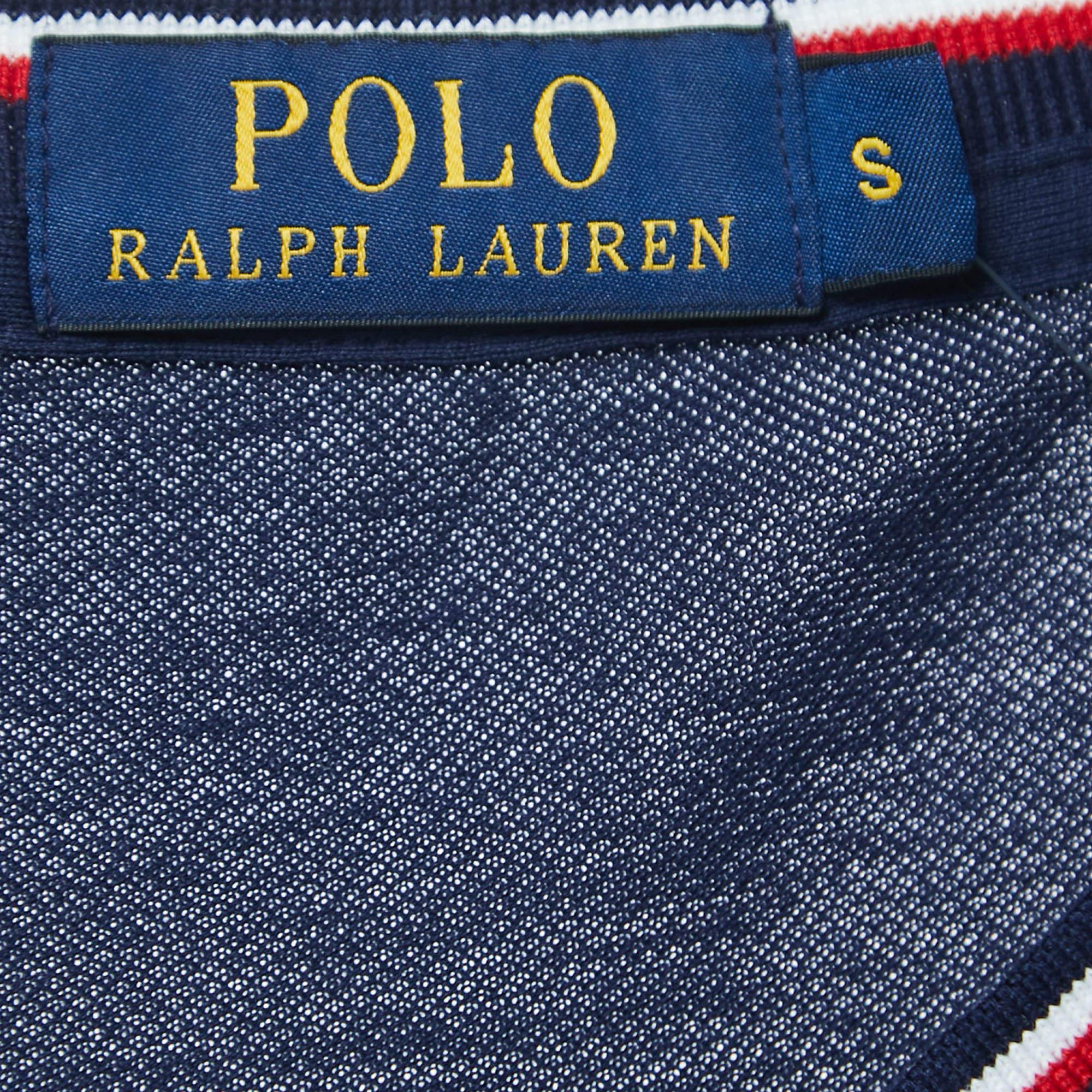 Women's Polo Ralph Lauren Navy Blue Cotton Pique Short Sleeve T-Shirt S