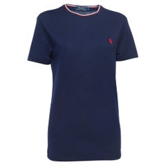 Used Polo Ralph Lauren Navy Blue Cotton Pique Short Sleeve T-Shirt S