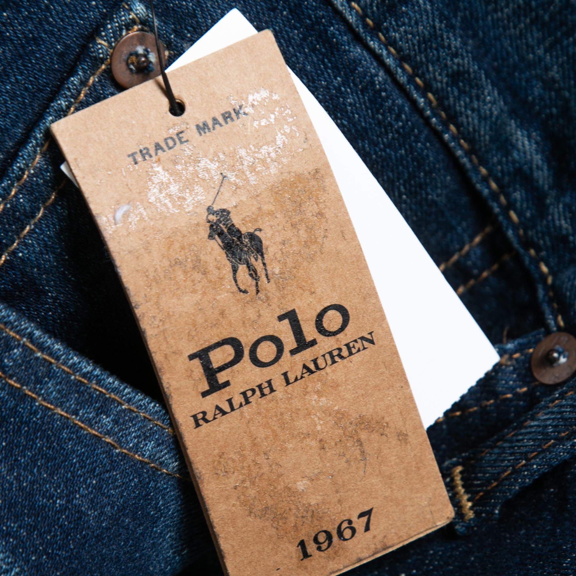 Black Polo Ralph Lauren Navy Blue Denim Varick Slim Straight Jeans L