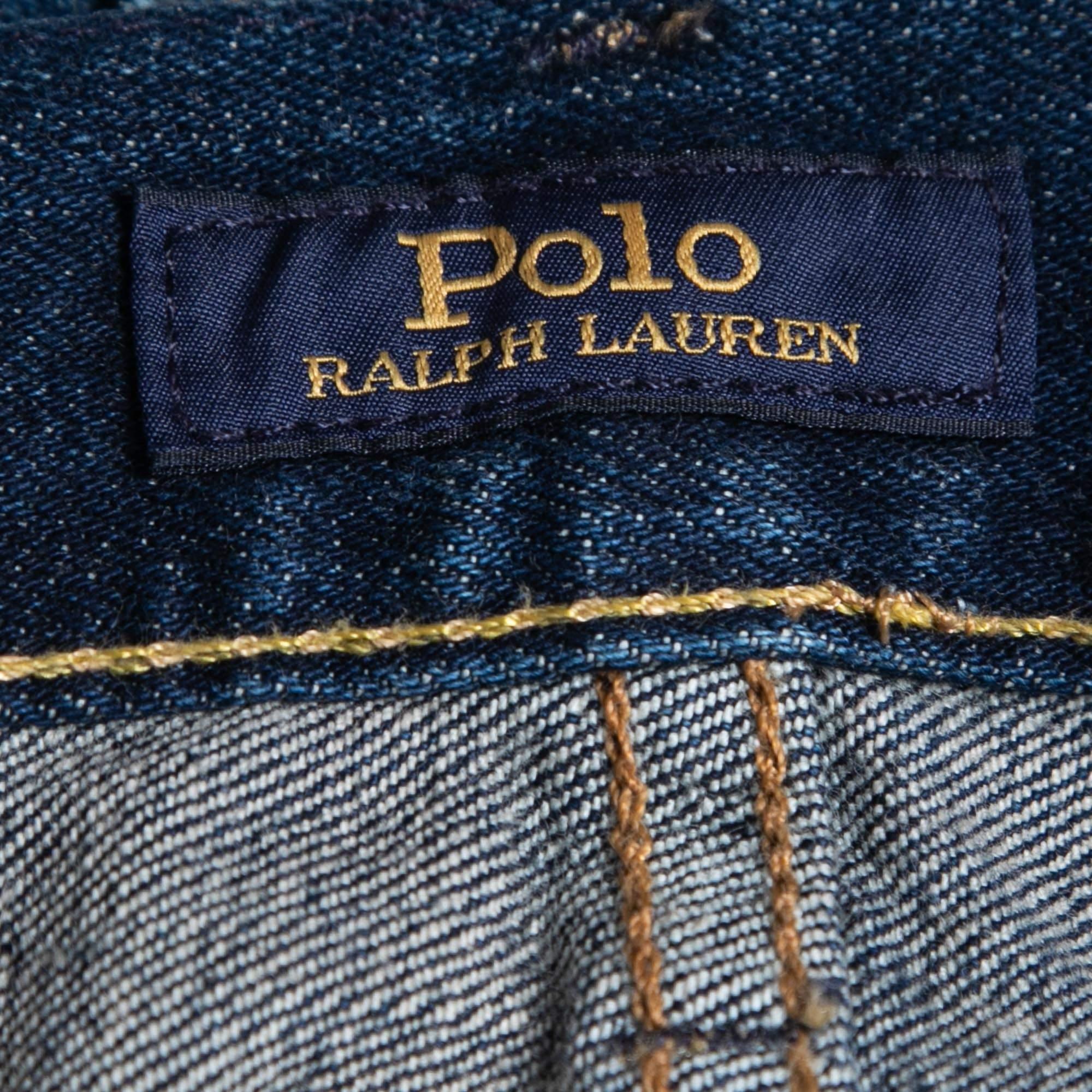 Polo Ralph Lauren Navy Blue Denim Varick Slim Straight Jeans L 1