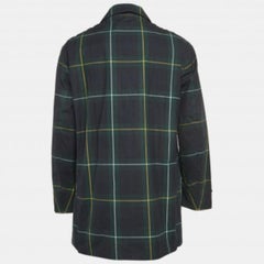 Polo Ralph Lauren Navy Blue/Green Plaid Cotton Beaufort Walking Coat L