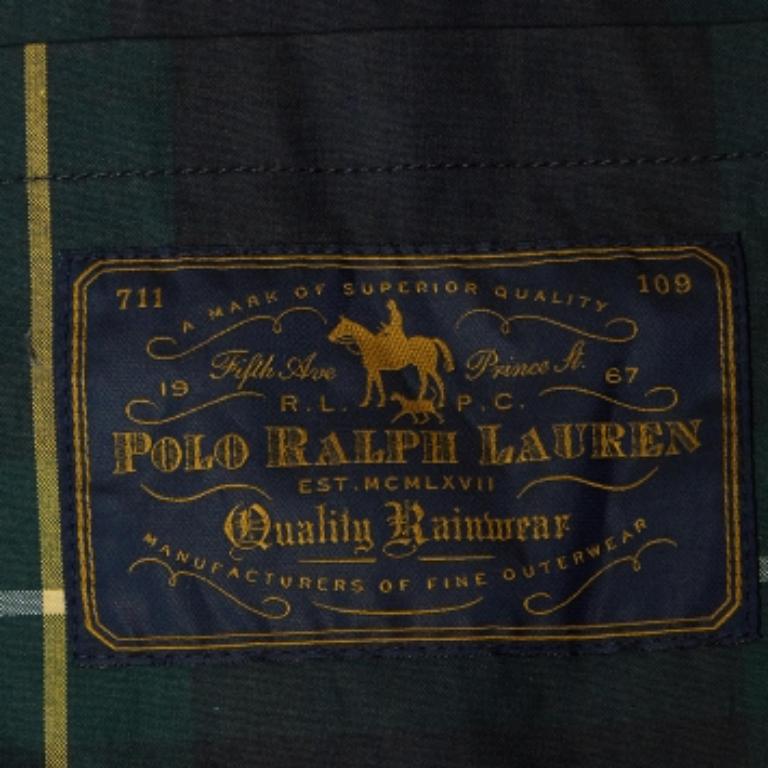 Polo Ralph Lauren Manteau de marche Beaufort en coton à carreaux bleu marine/vert L en vente 1
