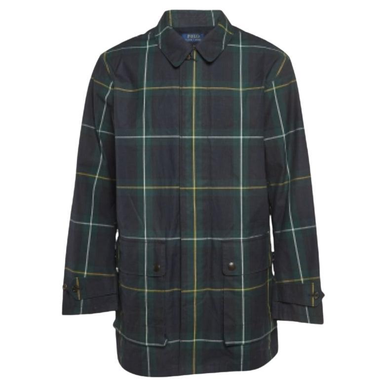Polo Ralph Lauren Manteau de marche Beaufort en coton à carreaux bleu marine/vert L en vente