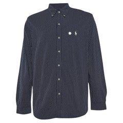 Polo Ralph Lauren Camicia a maniche intere in cotone stampato blu navy XL